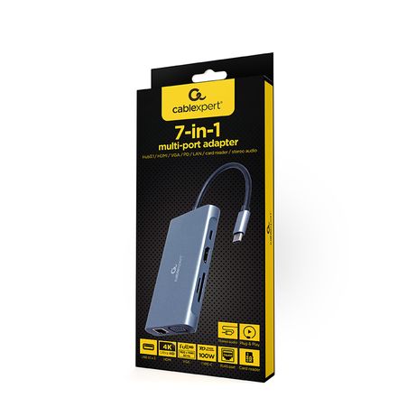 ADAPTADOR MULTIP GEMBIRD USBC 7EN1 HUB3.0,HDMI,VGA,PD,LECTOR TARJETAS,AUDIOGRIS - Imagen 6 de 6 ADAPTADOR MULTIP GEMBIRD USBC 7EN1 HUB3.0,HDMI,VGA,PD,LECTOR TARJETAS,AUDIOGRIS - Imagen 6 de 6