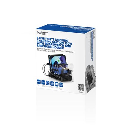 EWENT estación de carga 6 USB 130w Reloj-Auric - Imagen 3 de 3 EWENT estación de carga 6 USB 130w Reloj-Auric - Imagen 3 de 3