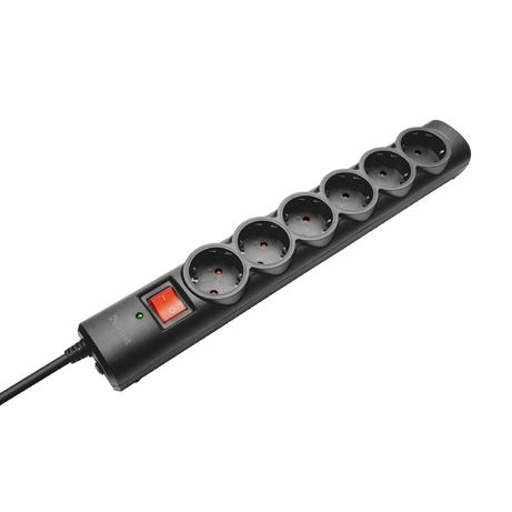 REGLETA TRUST - 6 TOMAS SCHUKO - PROTECCION - INTERRUPTOR ON/OFF - COLOR NEGRO 21059 - Imagen 2 de 4 REGLETA TRUST - 6 TOMAS SCHUKO - PROTECCION - INTERRUPTOR ON/OFF - COLOR NEGRO 21059 - Imagen 2 de 4