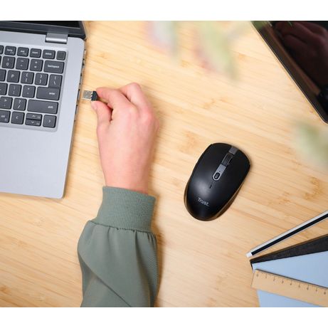 MOUSE TRUST WIRELESS Y BLUETOOTH OZAA 24819 NEGRO RECARGABLE- SENSOR OPTICO - 6 BOTONES - 800/1600/3200DPI - RECEPTOR USB-A/USB-C - Imagen 8 de 10 MOUSE TRUST WIRELESS Y BLUETOOTH OZAA 24819 NEGRO RECARGABLE- SENSOR OPTICO - 6 BOTONES - 800/1600/3200DPI - RECEPTOR USB-A/USB-C - Imagen 8 de 10