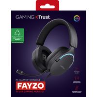 Miniatura 10 de HEADSET TRUST GAMING GXT 490 NEGRO FAYZO 24900 USB 7.1 MICROFONO DESMONTABLE Y FLEXIBLE ILUMINACION RGB AURICULARES GIRATORIOS