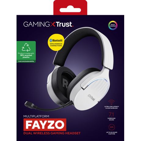 HEADSET BLUETOOTH TRUST GAMING FAYZO GXT 491 BLANCO 25304 BT Y USB 2.4Ghz MICROFONO DESMONTABLE Y FLEXIBLE CARGA USB-C CONTROLES EN LA OREJA RGB - Imagen 10 de 12 HEADSET BLUETOOTH TRUST GAMING FAYZO GXT 491 BLANCO 25304 BT Y USB 2.4Ghz MICROFONO DESMONTABLE Y FLEXIBLE CARGA USB-C CONTROLES EN LA OREJA RGB - Imagen 10 de 12