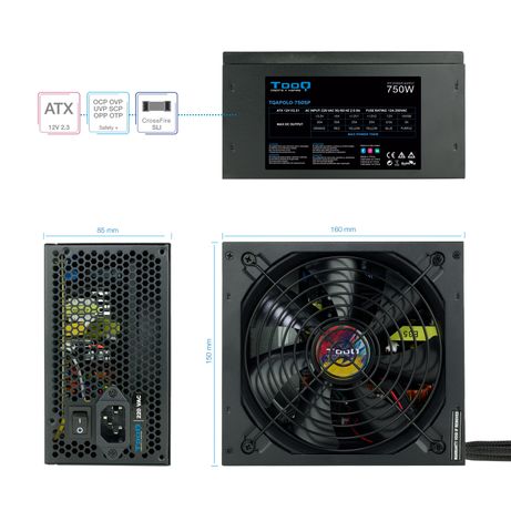 Fuente Alimentación 750W TOOQ TQAPOLO-750SP No Non-Modular Negro - Imagen 5 de 8 Fuente Alimentación 750W TOOQ TQAPOLO-750SP No Non-Modular Negro - Imagen 5 de 8