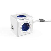 Miniatura 2 de ADAPTADOR Y ENCHUFE MULTIPLE AZUL 4 TOMAS + 2 USB ALARGO 1,5M