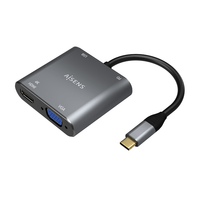 Miniatura 1 de AISENS Conversor USB-C a VGA/HDMI 4K/USB3.0/USB-C PD, USB-C/M-VGA/H-HDMI/H-USB-A/H-USB-C/H, Gris,