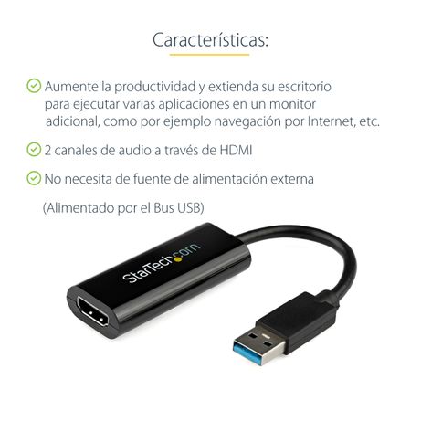 Adaptador USB 3.0 a HDMI - 1080p (1920x1200) - Adaptador Conversor Compacto de USB-A a HDMI para Monitor - Adaptador Gráfico Externo de Vídeo - Negro - Imagen 8 de 10 Adaptador USB 3.0 a HDMI - 1080p (1920x1200) - Adaptador Conversor Compacto de USB-A a HDMI para Monitor - Adaptador Gráfico Externo de Vídeo - Negro - Imagen 8 de 10