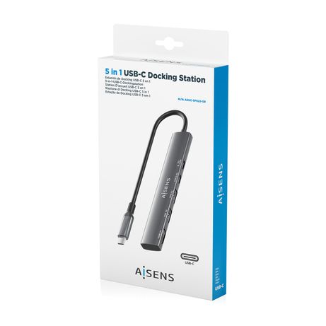 AISENS USB C Dock 5 en 1 USB C A 1x HDMI 2x USB A 1x USB C 1x USB C PD Gris 15cm - Imagen 8 de 9 AISENS USB C Dock 5 en 1 USB C A 1x HDMI 2x USB A 1x USB C 1x USB C PD Gris 15cm - Imagen 8 de 9