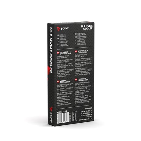 Savio Cooler M 2 NVMe 2280 AK 60 diskams Refrigerador de aire - Imagen 8 de 10 Savio Cooler M 2 NVMe 2280 AK 60 diskams Refrigerador de aire - Imagen 8 de 10