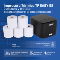 Miniatura 8 de iggual Impresora térmica TP EASY 58 USB+RJ11 negra