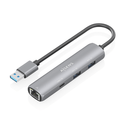 AISENS USB3 0 Dock USB A A Ethernet Gigabit   Hub 1xUSB C 2xUSB A  Gris  15cm