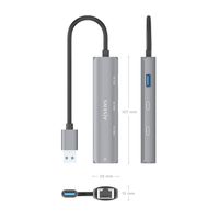 Miniatura 5 de AISENS USB3 0 Dock USB A A Ethernet Gigabit   Hub 2xUSB C 1xUSB A  Gris  15cm