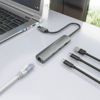 Miniatura 7 de AISENS USB3 0 Dock USB A A Ethernet Gigabit   Hub 2xUSB C 1xUSB A  Gris  15cm