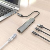 Miniatura 8 de AISENS USB3 0 Dock USB A A Ethernet Gigabit   Hub 2xUSB C 1xUSB A  Gris  15cm