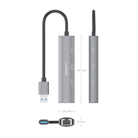 AISENS USB3 0 Dock USB A A Ethernet Gigabit Hub 3xUSB C Gris 15cm - Imagen 5 de 9 AISENS USB3 0 Dock USB A A Ethernet Gigabit Hub 3xUSB C Gris 15cm - Imagen 5 de 9