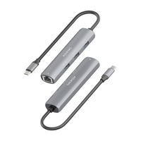 Miniatura 4 de AISENS Dock USB C A Ethernet Gigabit   Hub 3xUSB A  Gris  15cm