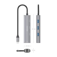 Miniatura 5 de AISENS Dock USB C A Ethernet Gigabit   Hub 3xUSB A  Gris  15cm