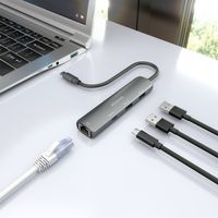 Miniatura 7 de AISENS Dock USB C A Ethernet Gigabit   Hub 1xUSB C 2xUSB A  Gris  15cm
