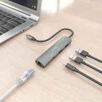 Miniatura 8 de AISENS Dock USB C A Ethernet Gigabit   Hub 1xUSB C 2xUSB A  Gris  15cm