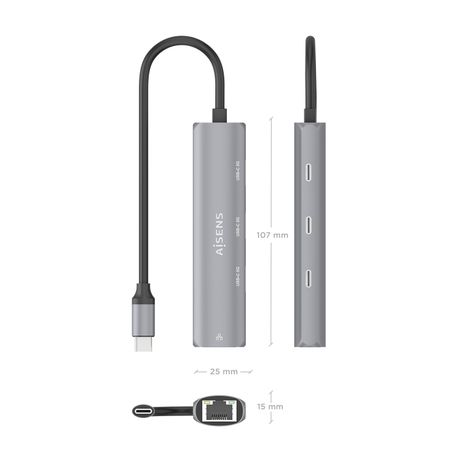 AISENS Dock USB C A Ethernet Gigabit Hub 3xUSB C Gris 15cm - Imagen 5 de 9 AISENS Dock USB C A Ethernet Gigabit Hub 3xUSB C Gris 15cm - Imagen 5 de 9