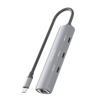 Miniatura 6 de AISENS Dock USB C A Ethernet Gigabit   Hub 3xUSB C  Gris  15cm