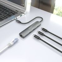 Miniatura 7 de AISENS Dock USB C A Ethernet Gigabit   Hub 3xUSB C  Gris  15cm