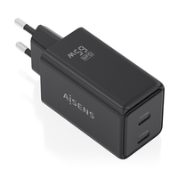 Miniatura 1 de AISENS Cargador GaN 65W  2xUSB C PD3 0 QC4 0  Negro