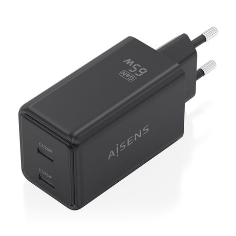 AISENS Cargador GaN 65W 2xUSB C PD3 0 QC4 0 Negro - Imagen 3 de 7 AISENS Cargador GaN 65W 2xUSB C PD3 0 QC4 0 Negro - Imagen 3 de 7