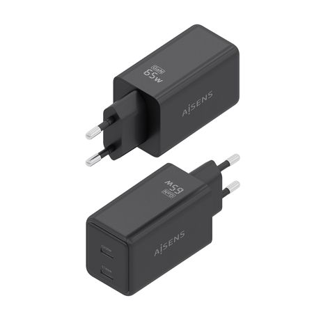 AISENS Cargador GaN 65W 2xUSB C PD3 0 QC4 0 Negro - Imagen 4 de 7 AISENS Cargador GaN 65W 2xUSB C PD3 0 QC4 0 Negro - Imagen 4 de 7