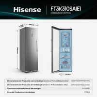 Miniatura 6 de FRIGORIFICO UNA PUERTA HISENSE FT3K310SAIE1 NOFROST E ALTO 185.6  CM ANCHO 59.5 CM INOX