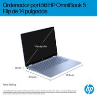 Miniatura 8 de OmniBook 5 Flip 14 Core 5 120U 16GB LPDDR5X on-board 1TB PCIe Intel Graphics Touch/14.0 2K OLED Brightview 300 nits WIN 11 Sky Blue
