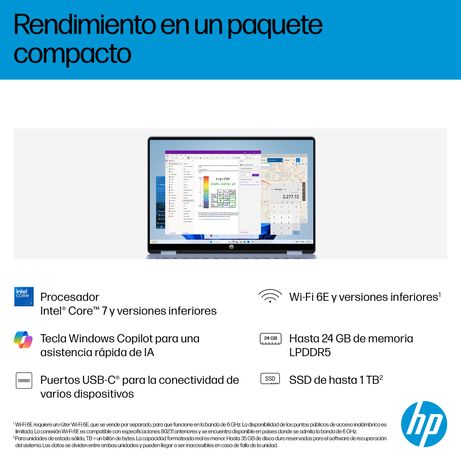 OmniBook 5 Flip 14 Core 5 120U 16GB LPDDR5X on-board 1TB PCIe Intel Graphics Touch/14.0 2K OLED Brightview 300 nits WIN 11 Sky Blue - Imagen 9 de 18 OmniBook 5 Flip 14 Core 5 120U 16GB LPDDR5X on-board 1TB PCIe Intel Graphics Touch/14.0 2K OLED Brightview 300 nits WIN 11 Sky Blue - Imagen 9 de 18