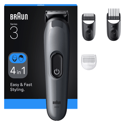CORTAPELO BRAUN AIO3500 4 EN 1 2 CABEZALES RECARGABLE PARA CABELLO Y BARBA GRIS