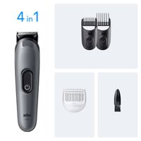 Miniatura 3 de CORTAPELO BRAUN AIO3500 4 EN 1 2 CABEZALES RECARGABLE PARA CABELLO Y BARBA GRIS