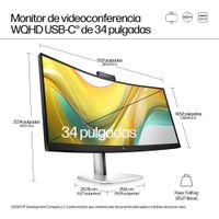 Miniatura 5 de MONITOR HP Monitor de videoconferencia WQHD USB-C HP Pro de la serie 5 de 34 pulgadas: 534pm  Series 5 Pro 34" VA 3440 x 1440 HDMI Altavoces