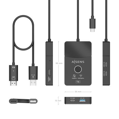 AISENS Docking USB C a HDMI 1080P 60Hz Inal mbrico 30M 1xHDMI 4K60HZ Cable 2xUSB C 1xUSB A 1xUSB C PD 100W Negro - Imagen 4 de 7 AISENS Docking USB C a HDMI 1080P 60Hz Inal mbrico 30M 1xHDMI 4K60HZ Cable 2xUSB C 1xUSB A 1xUSB C PD 100W Negro - Imagen 4 de 7