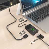 Miniatura 5 de AISENS Docking USB C a HDMI 1080P 60Hz  Inal  mbrico  30M  1xHDMI 4K60HZ  Cable  2xUSB C 1xUSB A 1xUSB C PD 100W  Negro