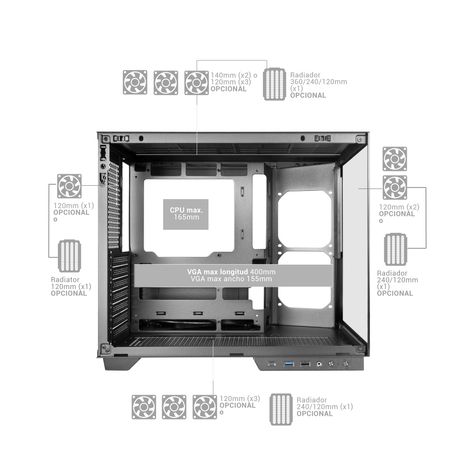 CAJA ATX CUBE MARS GAMING MCMIRAGE NEGRO CRISTAL CONTINUO LCD GPU 400mm 1x3.5 2x2.5 - Imagen 10 de 11 CAJA ATX CUBE MARS GAMING MCMIRAGE NEGRO CRISTAL CONTINUO LCD GPU 400mm 1x3.5 2x2.5 - Imagen 10 de 11