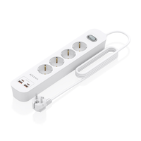 Miniatura 1 de AISENS Regleta de Enchufes Multifuncion con 4 Tomas   Cargador PD3 0 20W 2xUSB C  2xUSB A  1 4m  Blanco