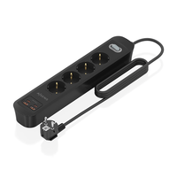 Miniatura 1 de AISENS Regleta de Enchufes Multifuncion con 4 Tomas   Cargador PD3 0 20W 2xUSB C  2xUSB A  1 4m  Negro
