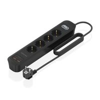 Miniatura 2 de AISENS Regleta de Enchufes Multifuncion con 4 Tomas   Cargador PD3 0 20W 2xUSB C  2xUSB A  1 4m  Negro