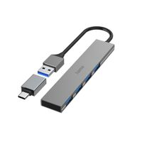 Miniatura 1 de Hama Hub 3.0, 4 Puertos, 5Gbps, Slim + Adap USB-C