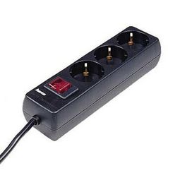 REGLETA ALIMENTACION HAMA CON 3 TOMAS INTERRUPTOR 1,4m COLOR NEGRO