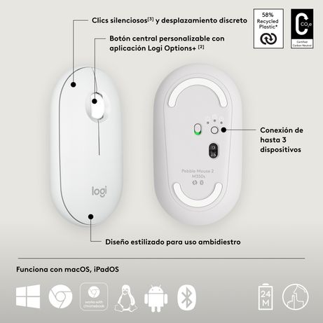 PEBBLE MOUSE 2 M350S WHITE TONAL BT N/A EMEA-808 DONGLELE SS - Imagen 13 de 17 PEBBLE MOUSE 2 M350S WHITE TONAL BT N/A EMEA-808 DONGLELE SS - Imagen 13 de 17