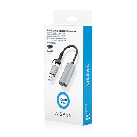 AISENS Conversor Aluminio USB A USB C A HDMI 1080P 60Hz USB A M USB C M HDMI H Gris 15cm - Imagen 7 de 7 AISENS Conversor Aluminio USB A USB C A HDMI 1080P 60Hz USB A M USB C M HDMI H Gris 15cm - Imagen 7 de 7