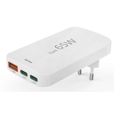 CARGADOR DE PARED HAMA 65W PLEGABLE 2xUSB-C PD 1xUSB-A MINICARGADOR COLOR BLANCO - Imagen 1 de 5 CARGADOR DE PARED HAMA 65W PLEGABLE 2xUSB-C PD 1xUSB-A MINICARGADOR COLOR BLANCO - Imagen 1 de 5