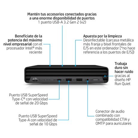 MINI PC HP ELITE MINI 800 G9 DESKTOP COMPUTER - INTEL CORE I5 14TH GEN I5-14500 - VPRO TECHNOLOGY - 16 GB - 512 GB SSD - MINI PC - INTEL Q670 CHIP - W - Imagen 3 de 8 MINI PC HP ELITE MINI 800 G9 DESKTOP COMPUTER - INTEL CORE I5 14TH GEN I5-14500 - VPRO TECHNOLOGY - 16 GB - 512 GB SSD - MINI PC - INTEL Q670 CHIP - W - Imagen 3 de 8