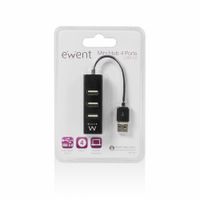Miniatura 3 de HUB 4 PUERTOS USB 2.0 EWENT EW1123 NEGRO