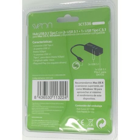 Sveon SCT336 Hub Usb Type C A Usb 2+Type C - Imagen 2 de 5 Sveon SCT336 Hub Usb Type C A Usb 2+Type C - Imagen 2 de 5