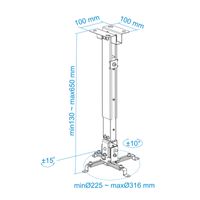 Miniatura 7 de SOPORTE TECHO PROYECTOR TOOQ PJ2012T-SPLATA 130/430 - 650 mm MAX 20 KG
