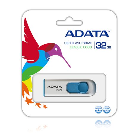 MEMORIA 32 GB REMOVIBLE ADATA USB 2.0 AC008 AZUL/BLANCO - Imagen 2 de 2 MEMORIA 32 GB REMOVIBLE ADATA USB 2.0 AC008 AZUL/BLANCO - Imagen 2 de 2